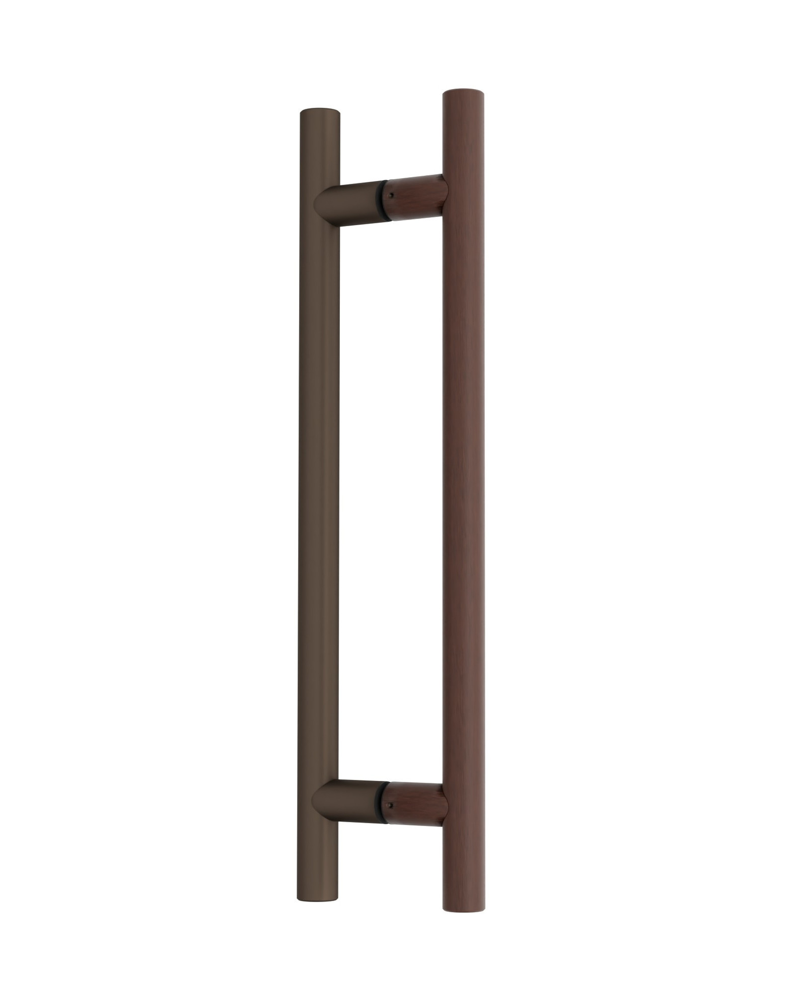 Pro-Line Wood Series: Ladder Pull Handle - Back-to-Back, Solid Beech Wood in a Walnut Finish (Interior) and SS316 Stainless Steel in a Bronze Powder Coated Finish (Exterior)