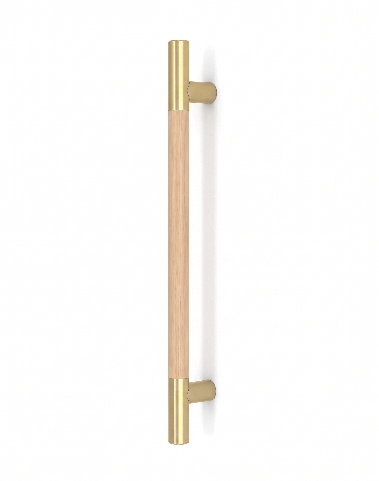 Pro-Line Wood Series: Ladder Pull Handle - Back-to-Back, Solid Beech Wood Grip in a Natural Finish with Satin Brass Ends, 316 Exterior Grade Stainless Steel Alloy