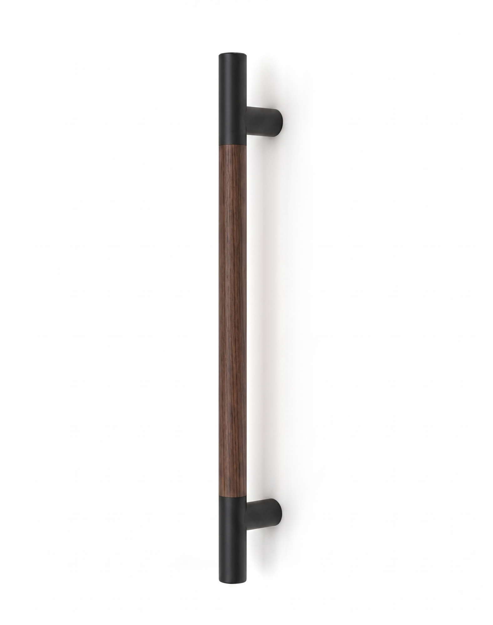 Pro-Line Wood Series: Ladder Pull Handle - Back-to-Back, Solid Beech Wood Grip in a Walnut Finish with Matte Black Powder Coated Ends, 316 Exterior Grade Stainless Steel Alloy