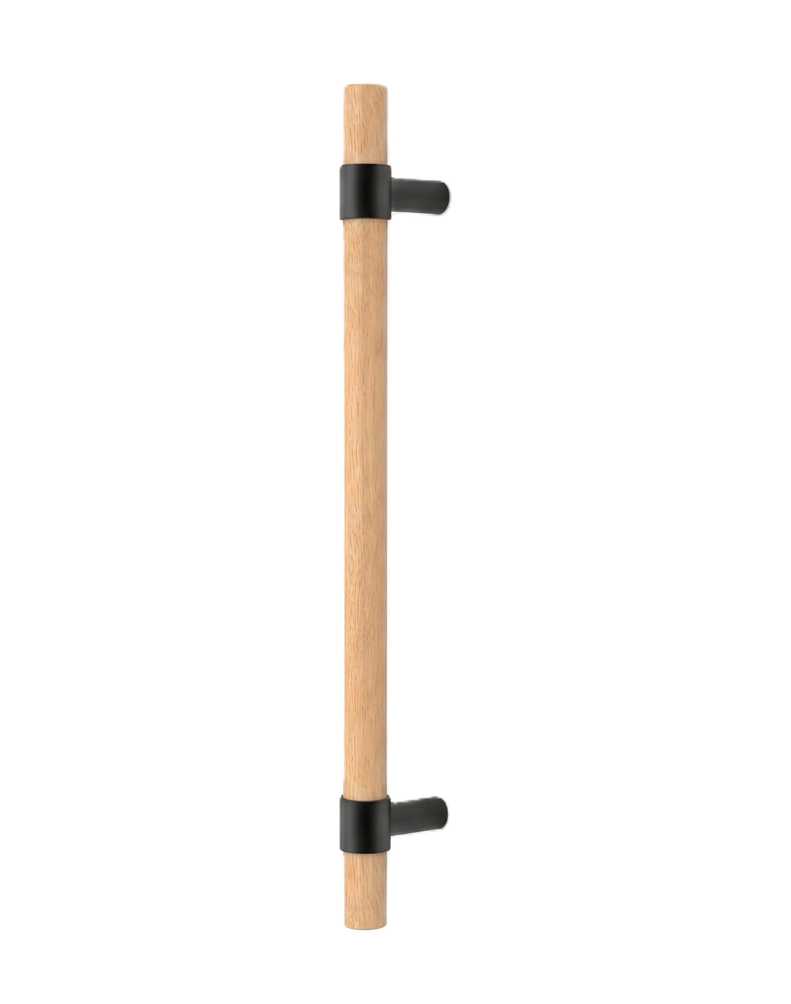 Pro-Line Wood Series: Ladder Pull Handle - Back-to-Back, Solid Beech Wood Grip in a Natural Finish with Matte Black Powder Coated Collar Posts, 316 Exterior Grade Stainless Steel Alloy