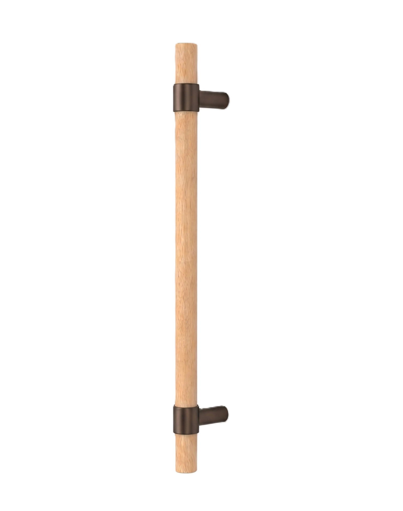Pro-Line Wood Series: Ladder Pull Handle - Back-to-Back, Solid Beech Wood Grip in a Natural Finish with Bronze Powder Coated Collar Posts, 316 Exterior Grade Stainless Steel Alloy