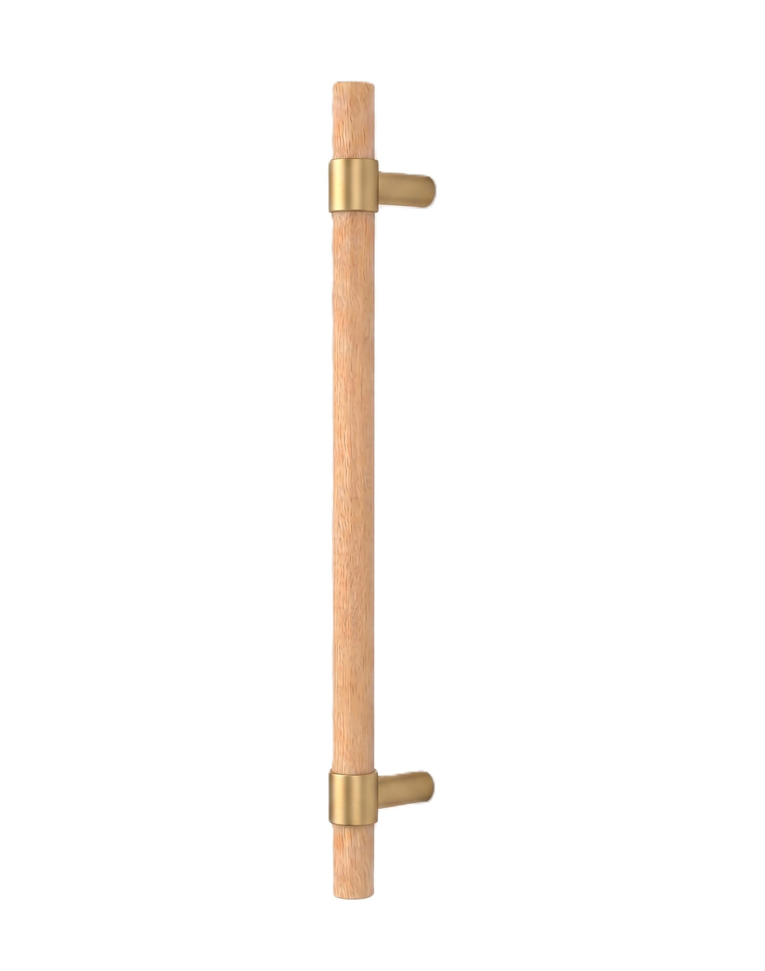 Pro-Line Wood Series: Ladder Pull Handle - Back-to-Back, Solid Beech Wood Grip in a Natural Finish with Satin Brass Collar Posts, 316 Exterior Grade Stainless Steel Alloy 