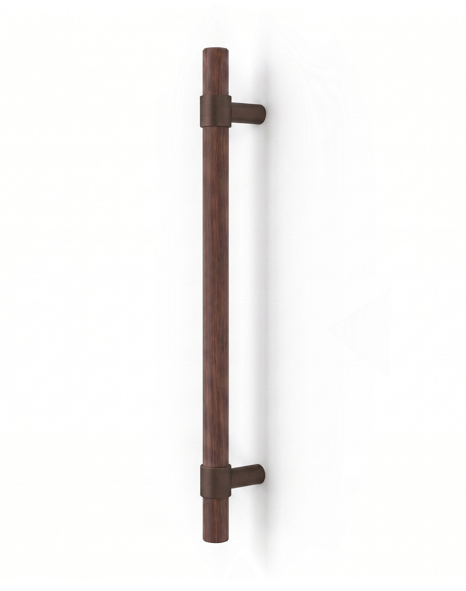 Pro-Line Wood Series: Ladder Pull Handle - Back-to-Back, Solid Beech Wood Grip in a Walnut Finish with Bronze Powder Coated Collar Posts, 316 Exterior Grade Stainless Steel Alloy