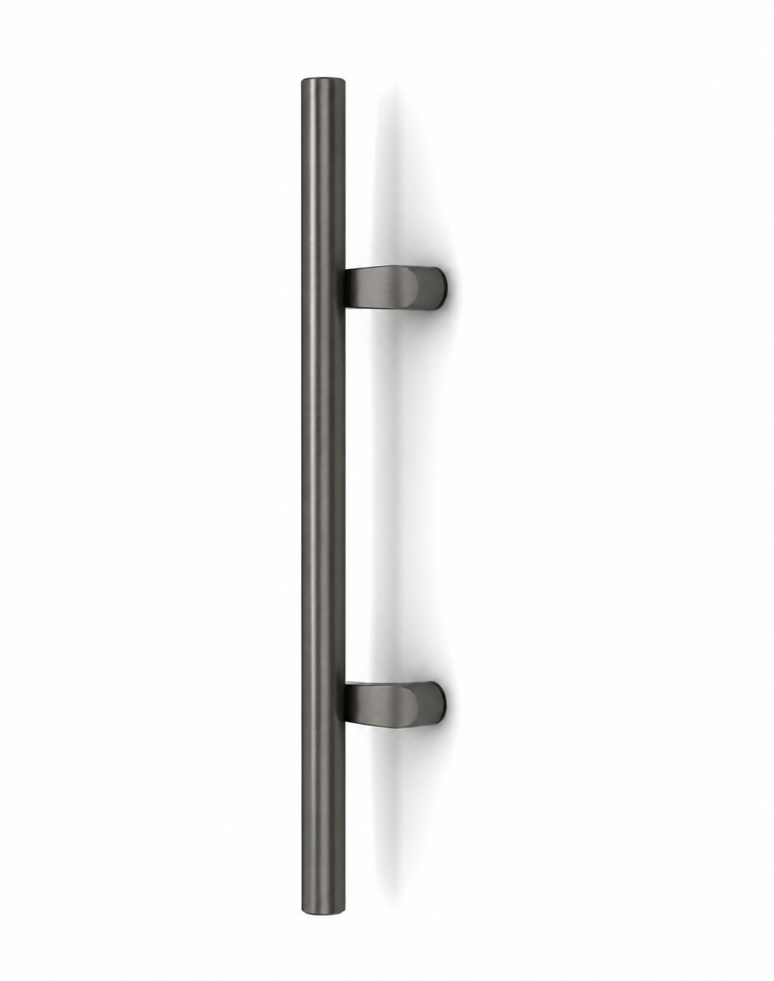 Pro-Line Extra Length Series: PostMount Offset Pull Handle - Back-to-Back, Matte Gunmetal Grey Finish, 316 Exterior Grade Stainless Steel Alloy