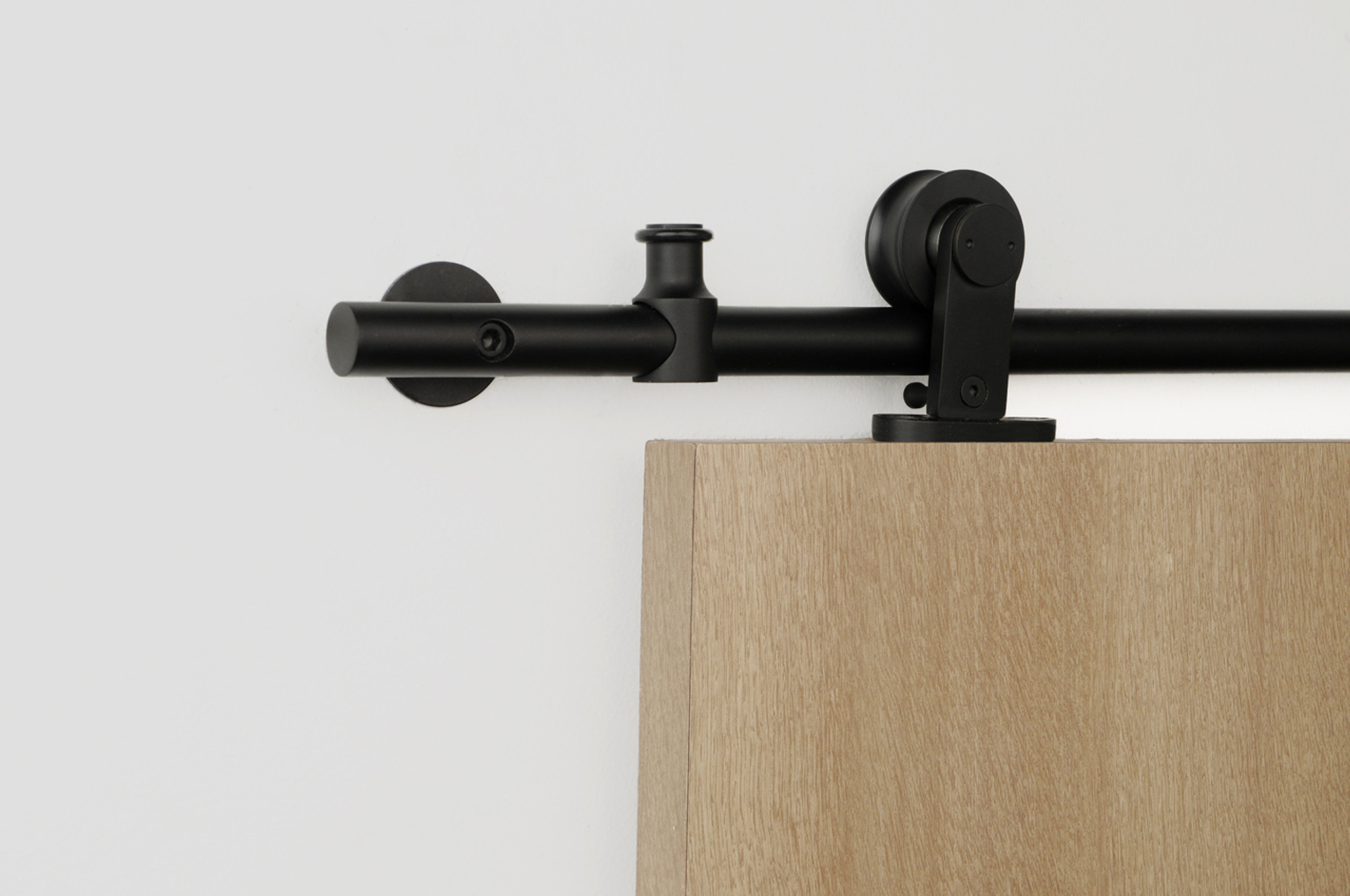 Grand - WT Series / Black Powder Stainless Steel Finish mockup on wood door Grand - WT Series / Black Powder Stainless Steel Finish mockup on wood door
