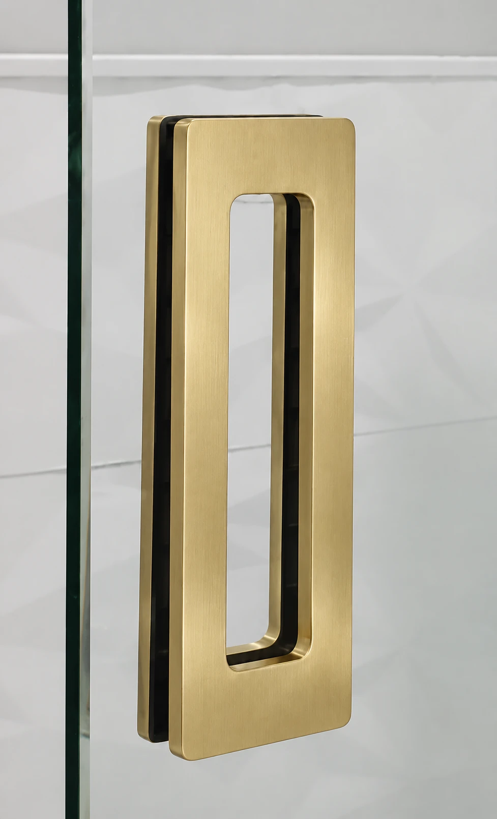Product Image Rectangular Sliding Door Handle - 6" x 2" Back-to-Back  for Glass doors - Satin Brass Finish