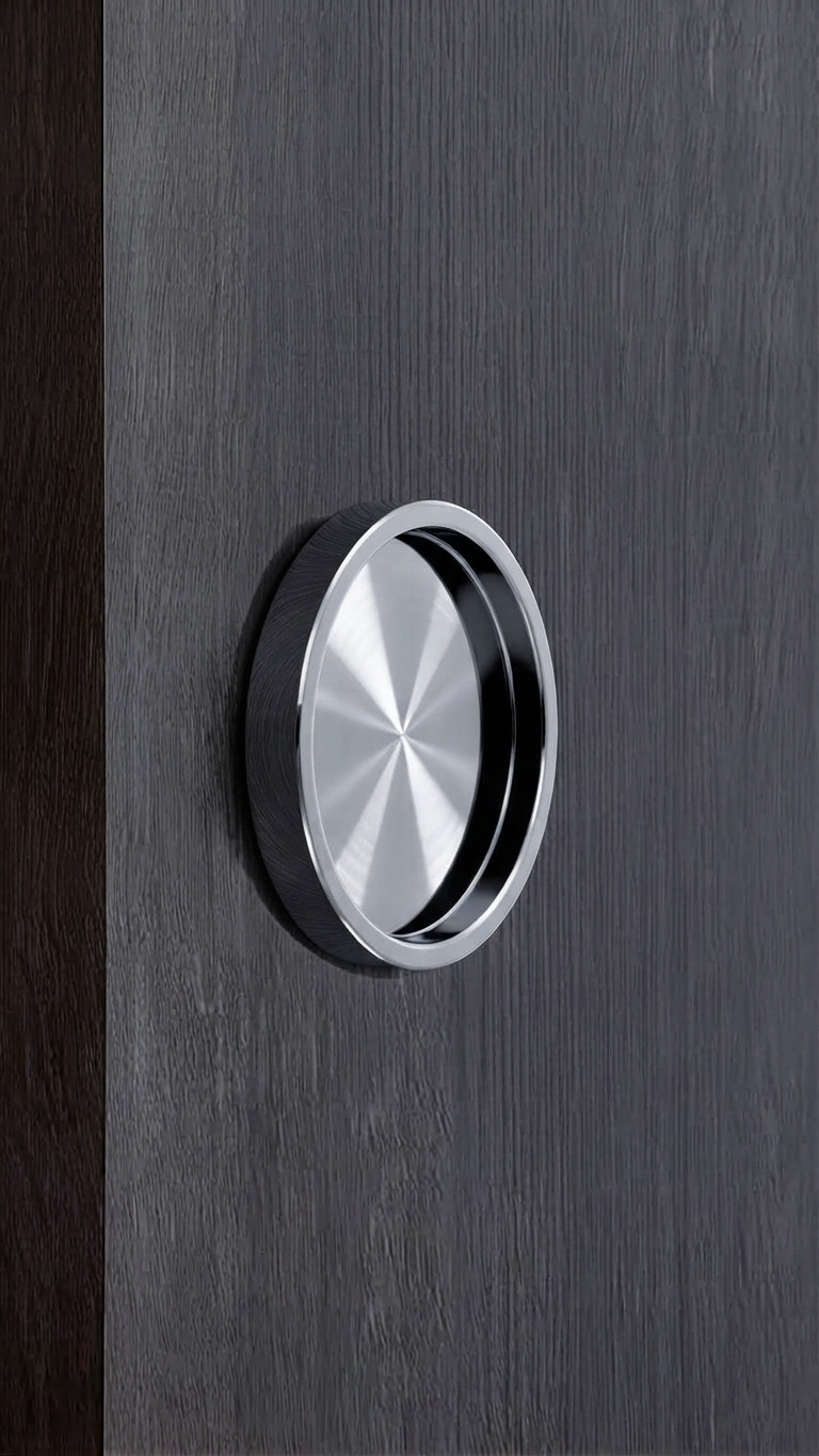 Round Handle Back-to-Back - 2.5" Diameter - For Wood and Glass Doors (Polished Stainless Steel Finish)