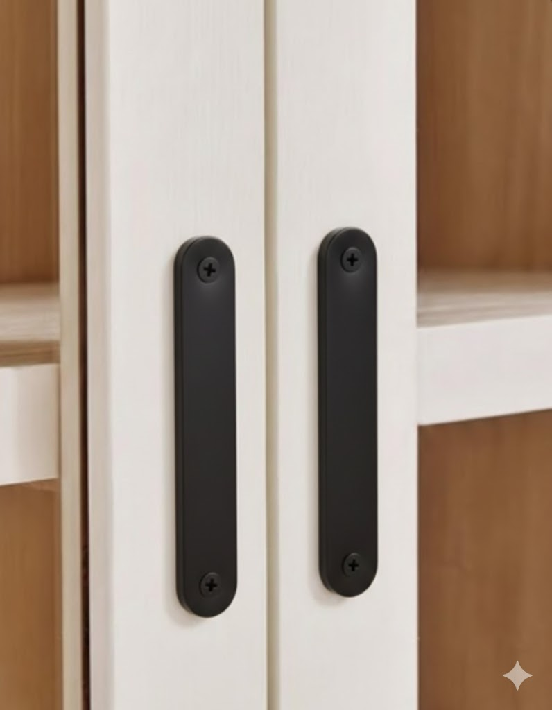 Low-Profile Back-to-Back Sliding  Door Pull (Black Powder Stainless Steel Finish)