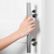 Barn Door Pull and Flush Tubular Door Handle Set  (Polished Stainless Steel Finish) mockup on wood door