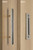 Barn Door Pull and Flush Square Door Handle Set (Polished Stainless Steel Finish) mockup on wood door