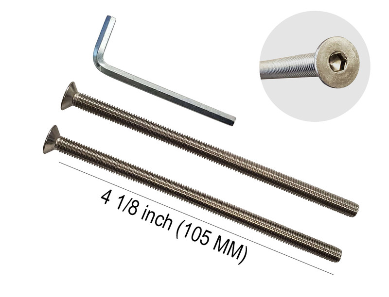 Standard M8 x 120mm Screws, 2 pack, Stainless Steel, Suitable for 2-3/4" up to 3-1/4" thick door