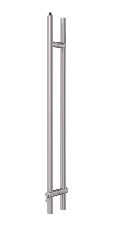 Pro-Line Series: 48" Upwards Locking Ladder Pull Handle - Back-to-Back, Brushed Satin US32D/630 Finish, 316 Exterior Grade Stainless Steel Alloy