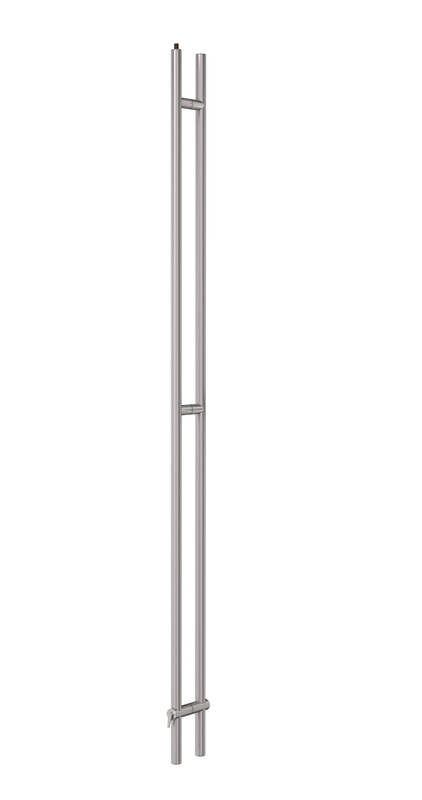 Pro-Line Series: 84" Upwards Locking Ladder Pull Handle - Back-to-Back, Brushed Satin US32D/630 Finish, 316 Exterior Grade Stainless Steel Alloy
