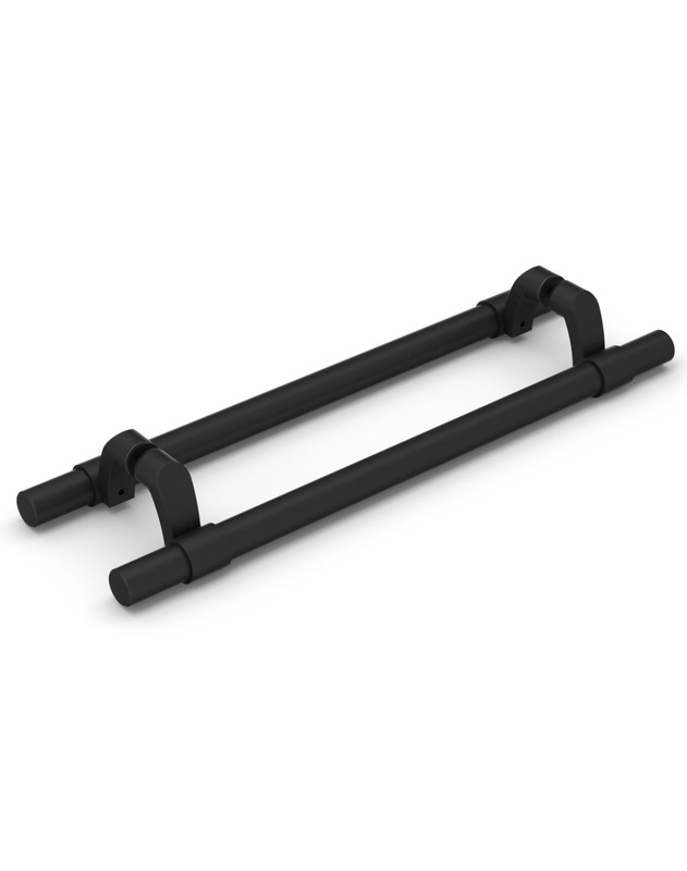 Post Mount Offset Pull Handle with Collar - Matte Black Powder Coated