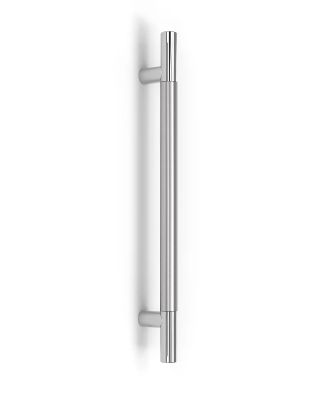 Pro-Line Series:  One Sided Ladder Pull Handle, Brushed Satin Stainless Steel Grip US32D-630 Finish / Polished Stainless Steel Ends US32-629 Finish