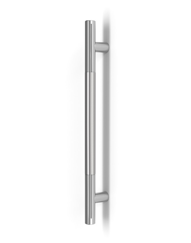 Pro-Line Series:  Ladder Pull Handle - Back-to-Back (Brushed Satin Stainless Steel  Grip US32D-630 Finish / Polished Stainless Steel Ends US32-629 Finish)