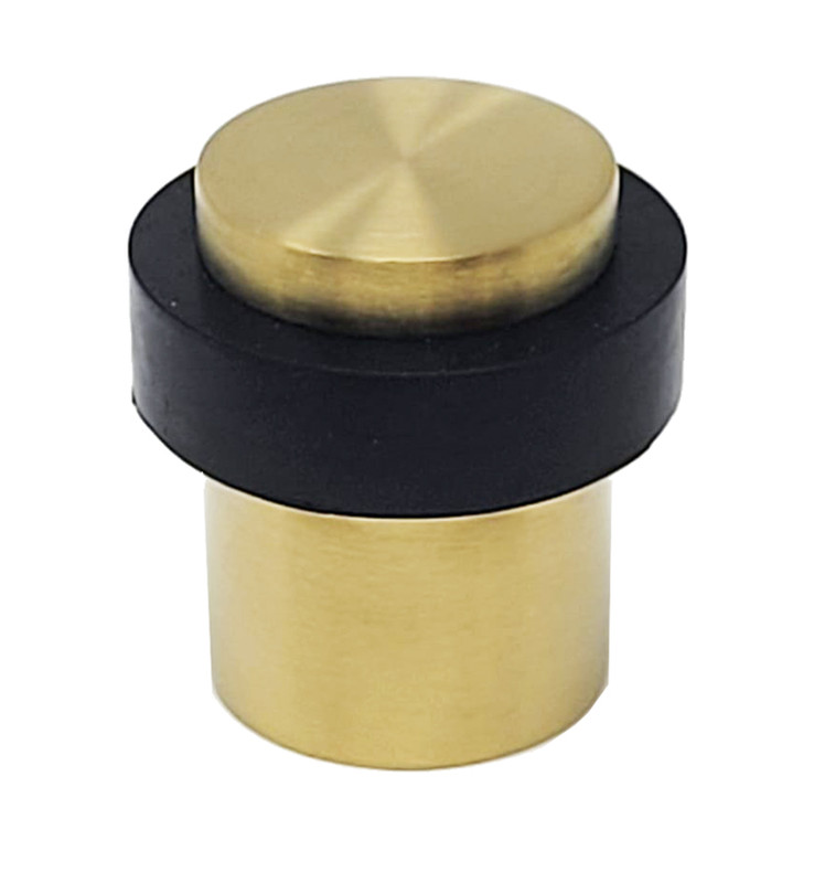 Round Floor Mount Door Stop 04, Satin Brass Stainless Steel