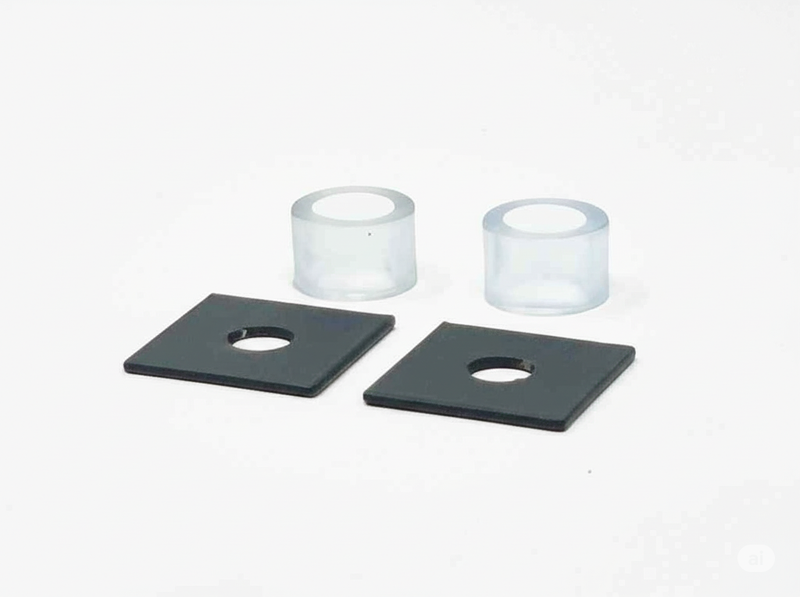 Rectangular Metal Gaskets (Washers) and Plastic Bushings for  Pull Handles, Stainless Steel, Pack of  2