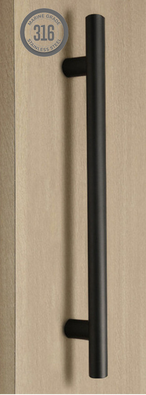 Pro-Line Series: One Sided Ladder Pull Handle, Matte Black Powder Coated Finish, 316 Grade Stainless Steel Alloy