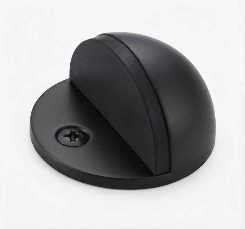 Half Dome Floor Mount Door Stop, Matte Black Powder Coated Finish, 304 Grade Stainless Steel Alloy