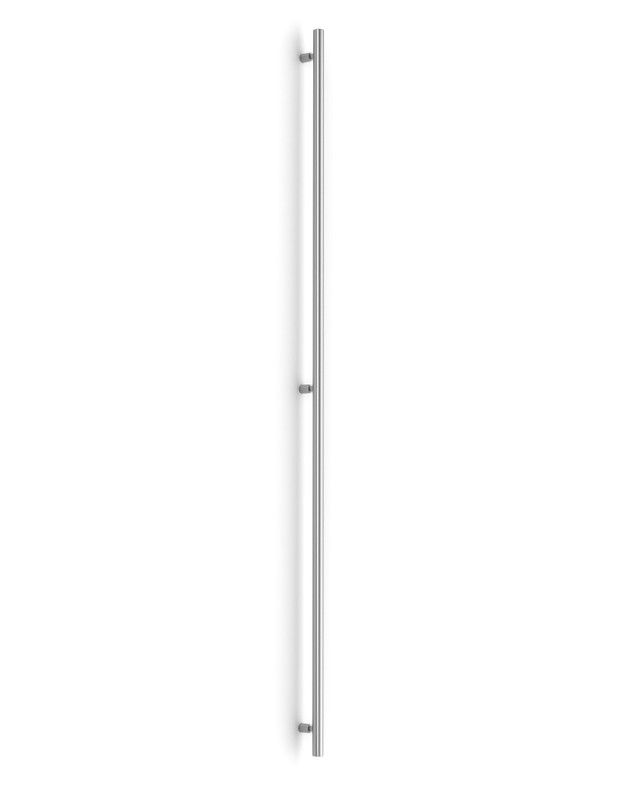 Pro-Line Floating Neck Series: One-Sided 84 inch Ladder Pull Handle with 3-hole mounting, Brushed Satin US32D/630 Finish, 316 Grade Stainless Steel Alloy
