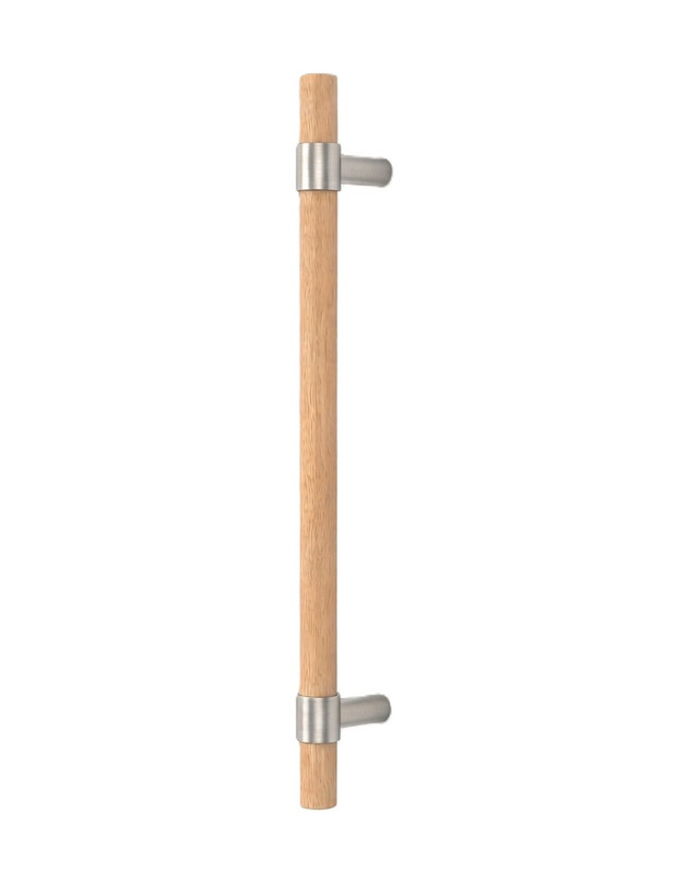 Pro-Line Wood Series: Ladder Pull Handle - Back-to-Back, Solid Beech Wood Grip in a Natural Finish with Brushed Satin Collar Posts, 316 Exterior Grade Stainless Steel Alloy