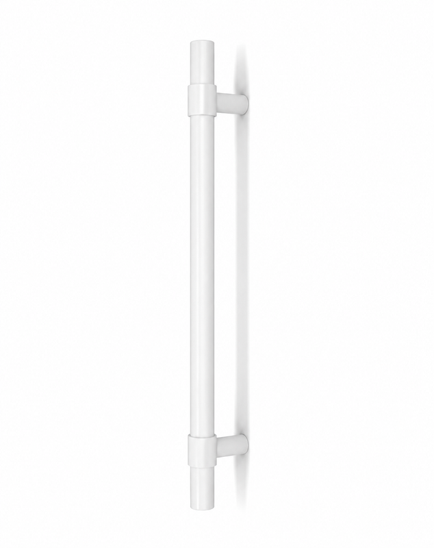 Pro-Line Collar Mounted Series: Ladder Pull Handle - Back-to-Back, Matte White Powder Coated Finish, 316 Exterior Grade Stainless Steel Alloy 