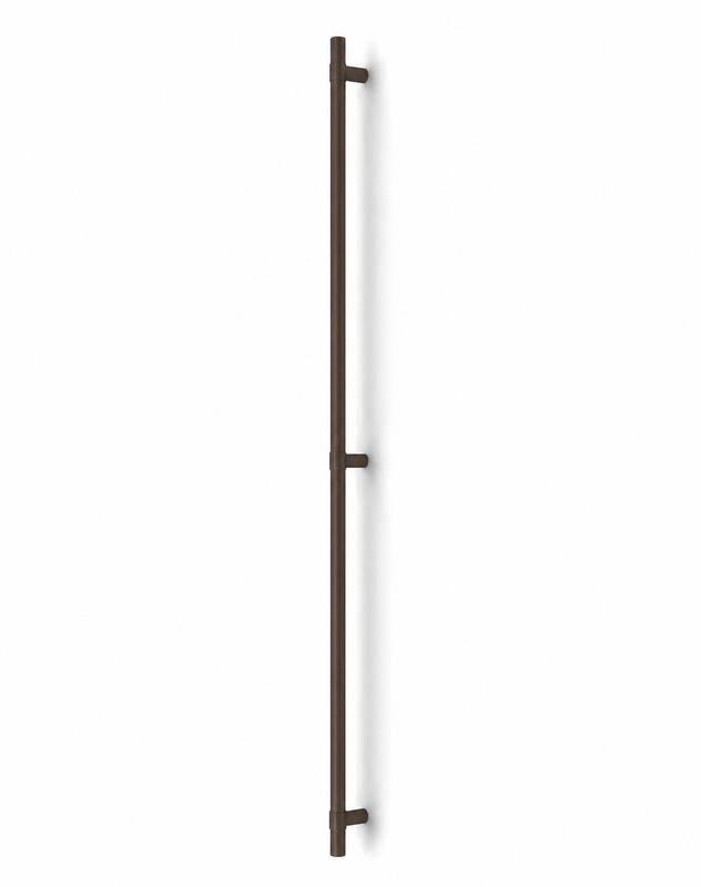 Pro-Line Collar Mounted Series: 84 inch Ladder Pull Handle with 3-hole mounting - Back-to-Back, Bronze Powder Coated Finish, 316 Grade Stainless Steel Alloy