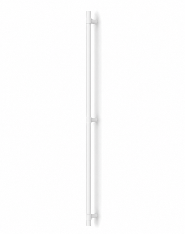 Pro-Line Collar Mounted Series: 84 inch Ladder Pull Handle with 3-hole mounting - Back-to-Back, Matte White Powder Coated Finish, 316 Grade Stainless Steel Alloy