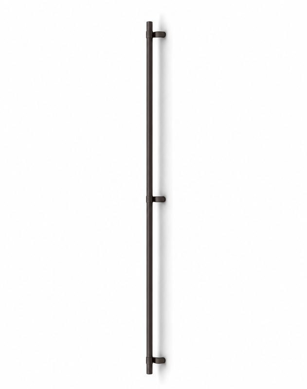 Pro-Line Collar Mounted Series: 84 inch PostMount Offset Ladder Pull Handle with 3-hole mounting - Back-to-Back, Bronze Powder Coated Finish, 316 Exterior Grade Stainless Steel Alloy