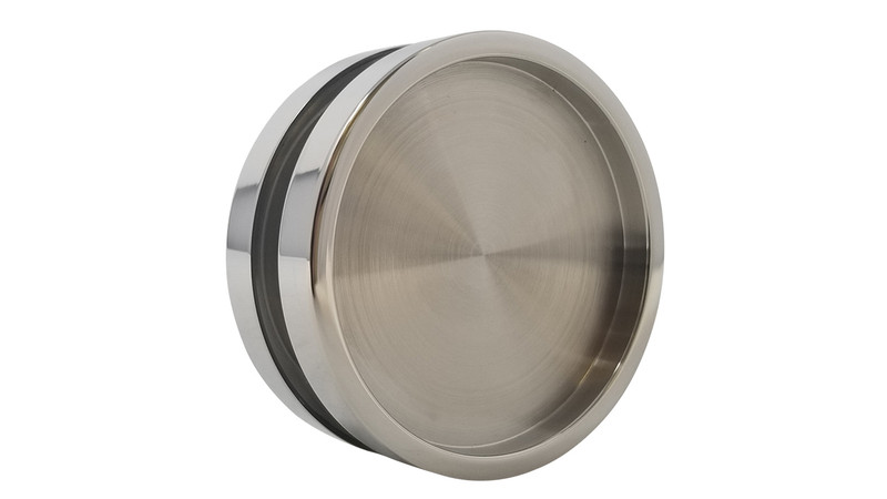 Back View Round Handle Back-to-Back - 2.5" Diameter - For Wood and Glass Doors (Polished Stainless Steel Finish)