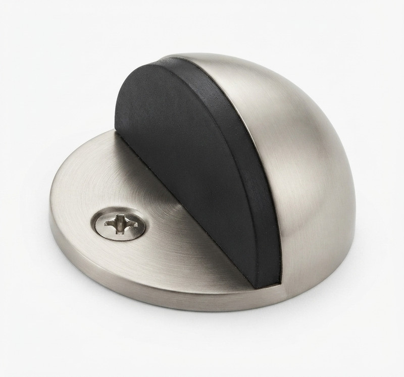 Half Dome Floor Mount Door Stop, Brushed Satin Stainless Steel