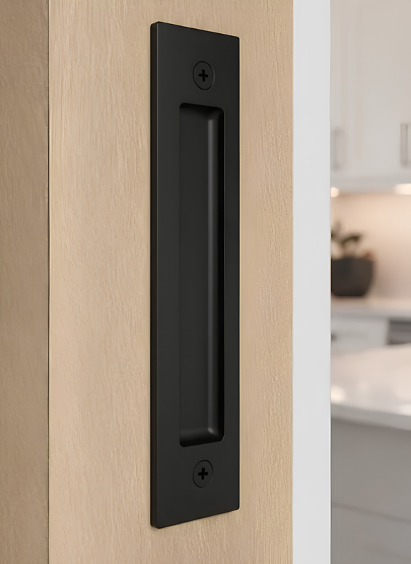 Flush Plate - Door Handle for Wood doors, Matte Black Powder Coated Finish, 304 Grade Stainless Steel Alloy (FINAL SALE)