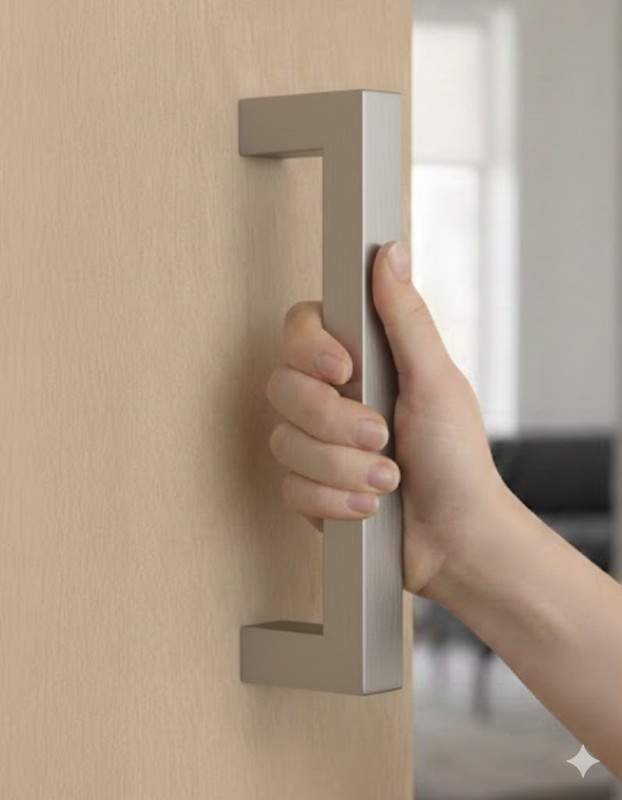 Barn Door Pull Square Door Handle Set with Decorative Fixings  (Brushed Satin Stainless Steel Finish)