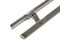 Close-up top view 45º Offset Triangular Pull Handle - Back-to-Back (Brushed Satin Grip / Polished Stainless Steel Ends)