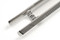 Close-up underneath view 45º Offset Triangular Pull Handle - Back-to-Back (Brushed Satin Grip / Polished Stainless Steel Ends)