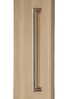 90° Pull Handle - Back-to-Back (Brushed Satin Stainless Steel Finish) mockup on wood door