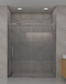 AquaLine IV Series - Frameless Sliding Shower Door Hardware Track Kit, Brushed Satin US32D/630 Finish, 304 Grade Stainless Steel Alloy - mockup on glass door