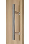 10" Ladder Style Back-to-Back Pull Handle,  3/4" diameter (Polished Stainless Steel Finish) mockup on wood door