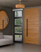 1" x 1" Square Ladder Pull Handle - Back-to-Back (Black Powder Stainless Steel Finish) mockup on wood door