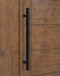 1" x 1" Square Ladder Pull Handle - Back-to-Back (Black Powder Stainless Steel Finish) mockup on wood door