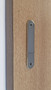 Low-Profile Back-to-Back Sliding  Door Pull  (Polished Stainless Steel Finish) mockup on wood door