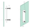 Drawings of the Low-Profile Back-to-Back Sliding  Door Pull  (Polished Stainless Steel Finish) mockup on wood door