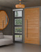1" x 1" Square  Pull Handle - Back-to-Back  (Brushed Satin Stainless Steel Finish) mockup on wood door