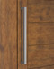 1" x 1" Square  Pull Handle - Back-to-Back  (Brushed Satin Stainless Steel Finish) mockup on wood door