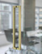 1" x 1" Square  Pull Handle - Back-to-Back (Satin Brass Stainless Steel Finish)  mockup on door