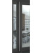 84 inch Ladder Pull Handle with 3-hole mounting - Back-to-Back (Brushed Satin Stainless Steel Finish) mockup on door