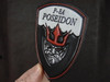 P-8 POSEIDON SHIELD, Red & Black, Classic Embossed Leather, Officially Licensed