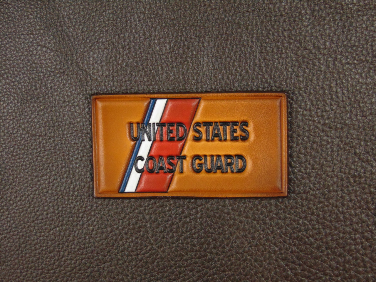 US Coast Guard Racing Stripe patch, Classic Embossed Leather, Officially Licensed