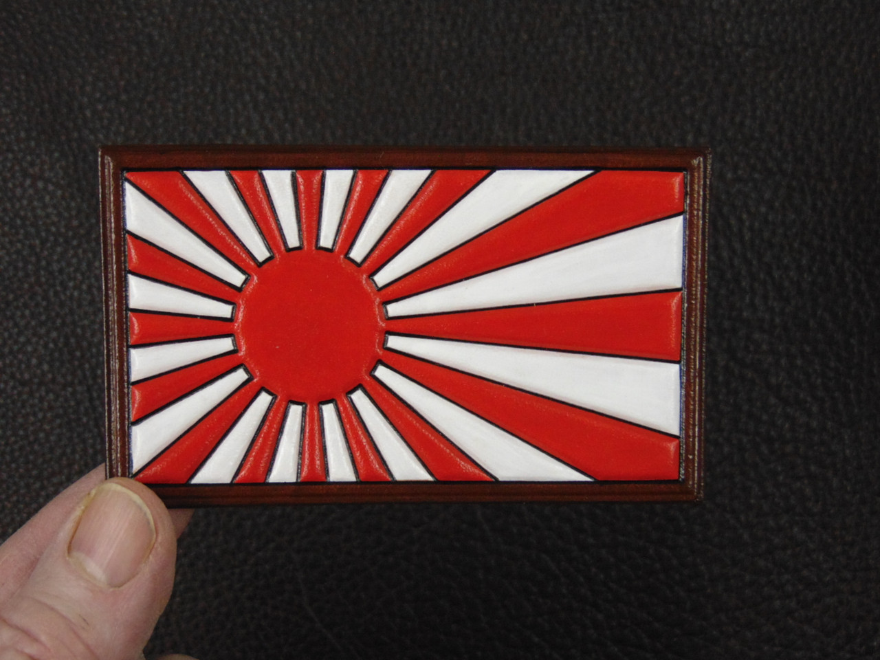  JMSDF ENSIGN /  Japan Navy Flag/DK Brown Border  Classic Embossed 